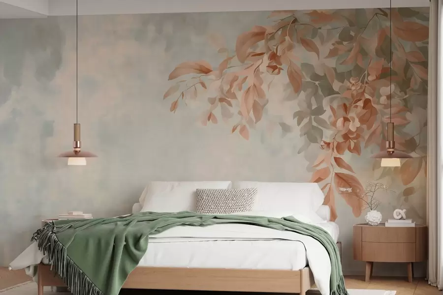 wall murals Гране дрвећа на разноврсној ретро позадини w05385