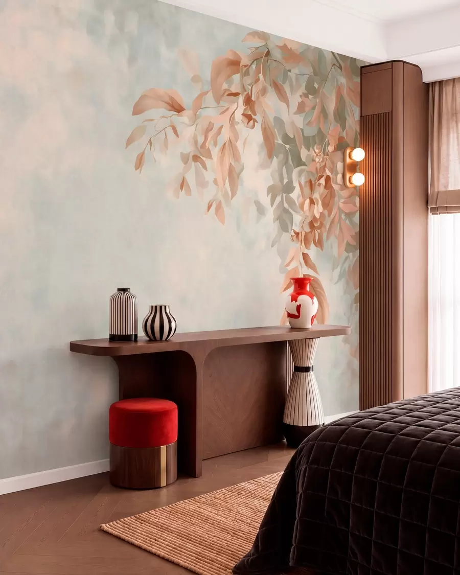 wall murals Гране дрвећа на разноврсној ретро позадини w05385