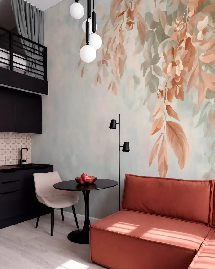 wall murals Гране дрвећа на разноврсној ретро позадини w05385