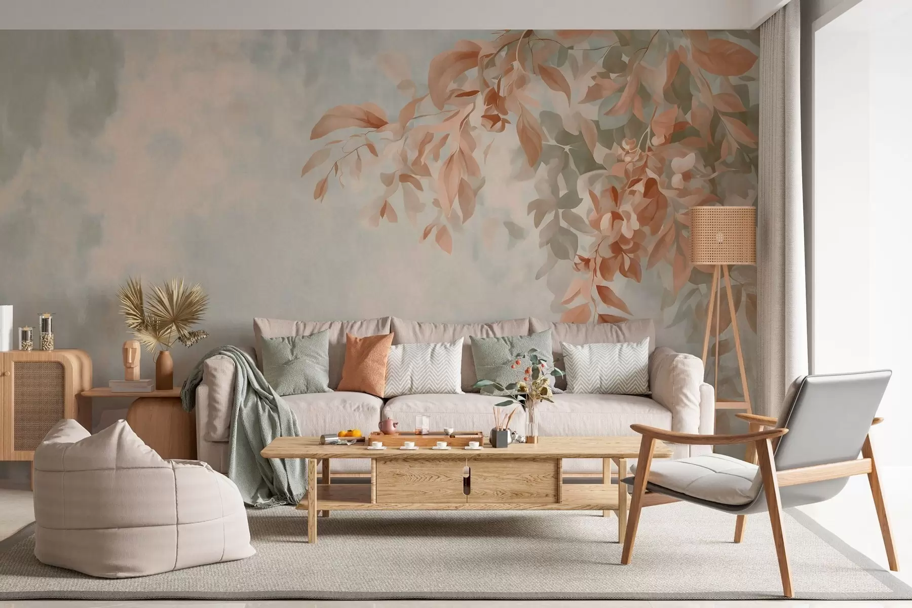 wall murals Гране дрвећа на разноврсној ретро позадини w05385