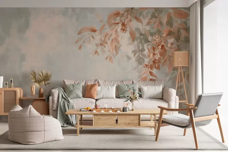 wall murals Гране дрвећа на разноврсној ретро позадини w05385