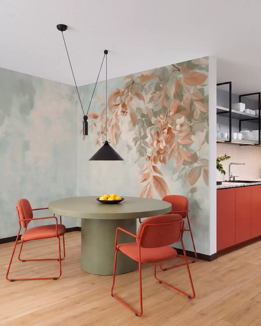 wall murals Гране дрвећа на разноврсној ретро позадини w05385