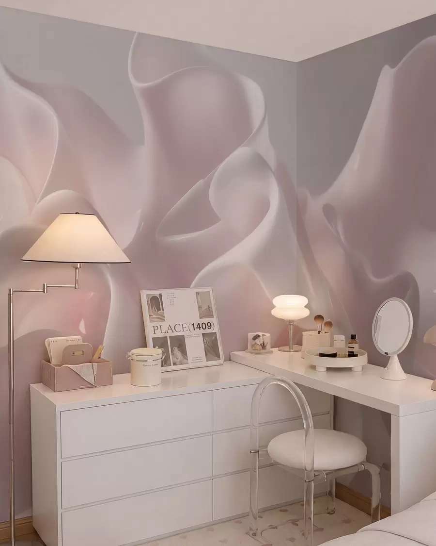 wall murals Прозрачни свилени таласи у нежним рузичастим тоновима w09858