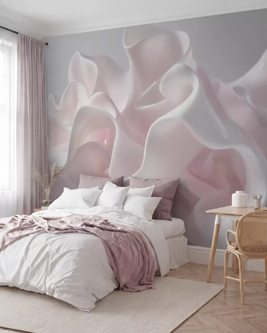 wall murals Прозрачни свилени таласи у нежним рузичастим тоновима w09858
