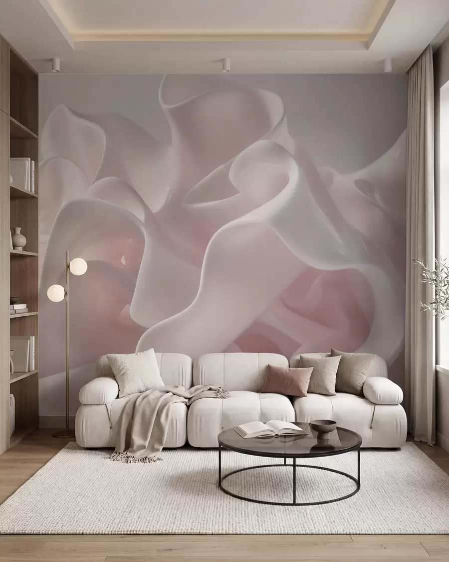 wall murals Прозрачни свилени таласи у нежним рузичастим тоновима w09858