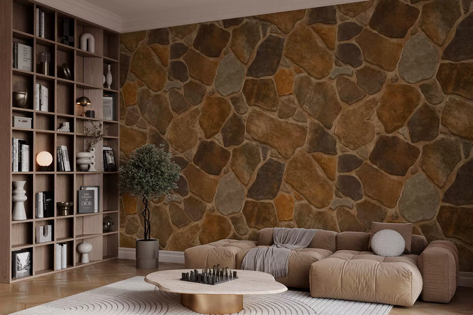 wall murals Узорак природног камена у топлим тоновима w05691