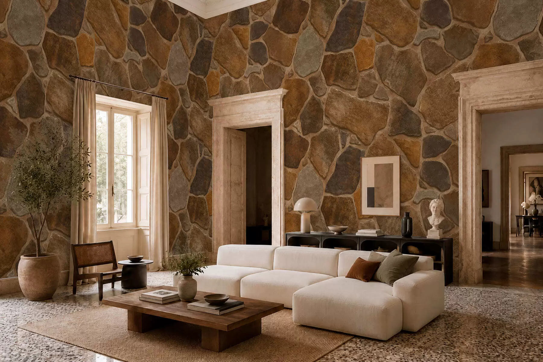 wall murals Узорак природног камена у топлим тоновима w05691