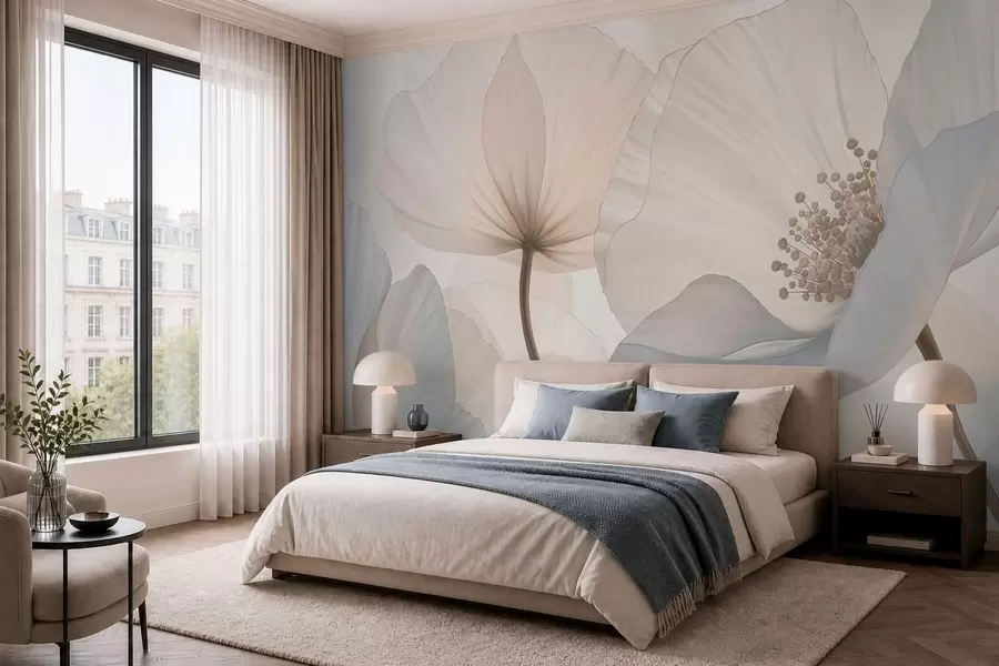 wall murals Меко велико цвеће у светлим пастелним тоновима w05692