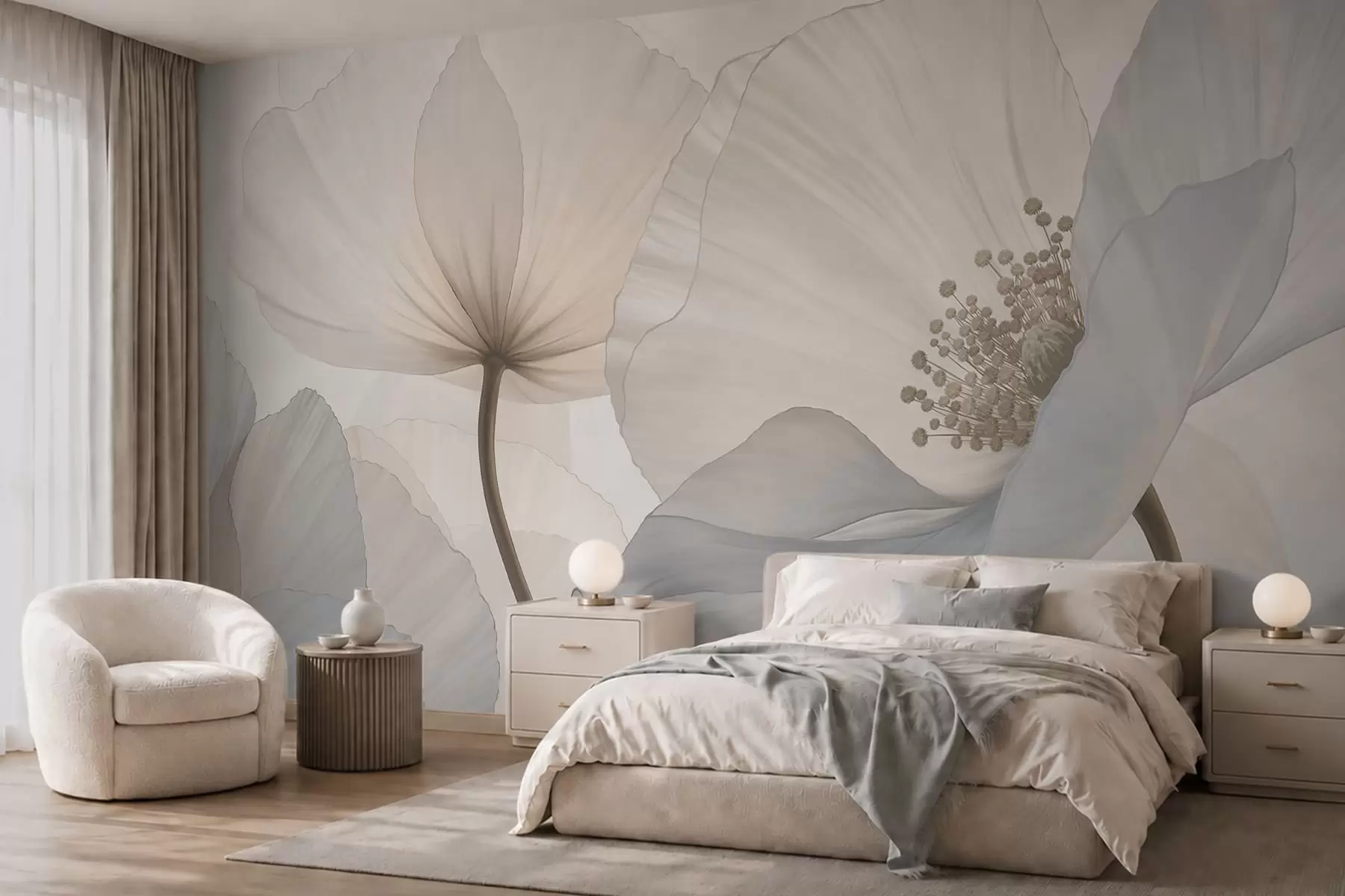 wall murals Меко велико цвеће у светлим пастелним тоновима w05692