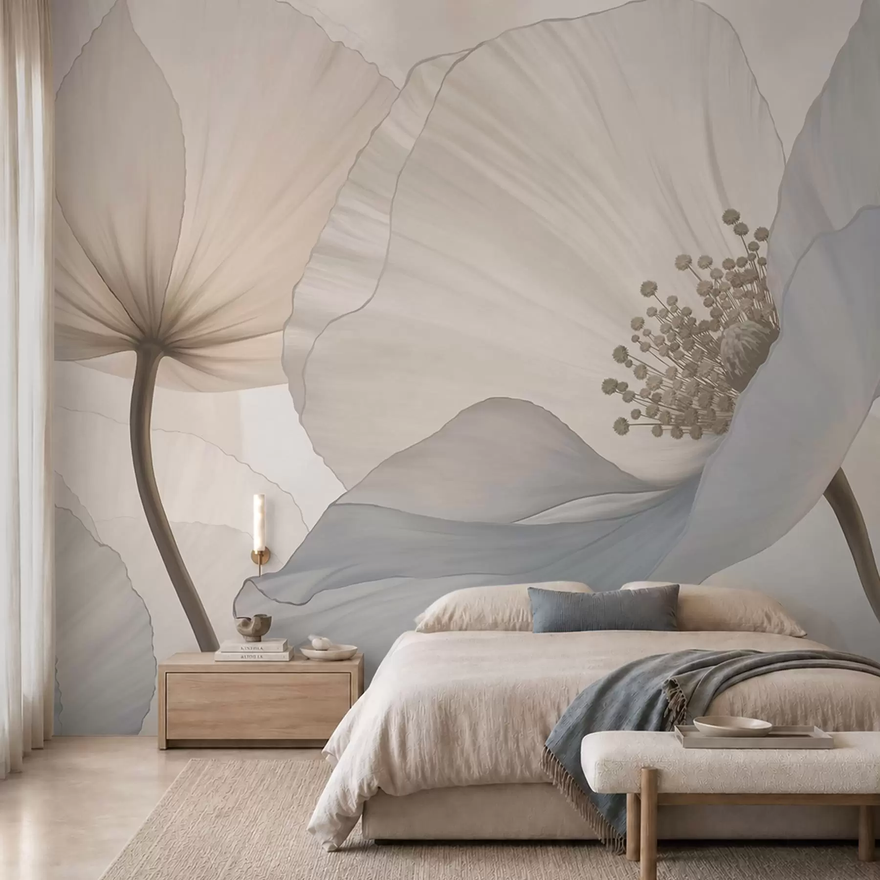 wall murals Меко велико цвеће у светлим пастелним тоновима w05692