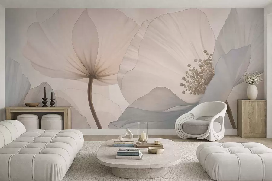 wall murals Меко велико цвеће у светлим пастелним тоновима w05692