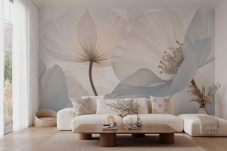 wall murals Меко велико цвеће у светлим пастелним тоновима w05692