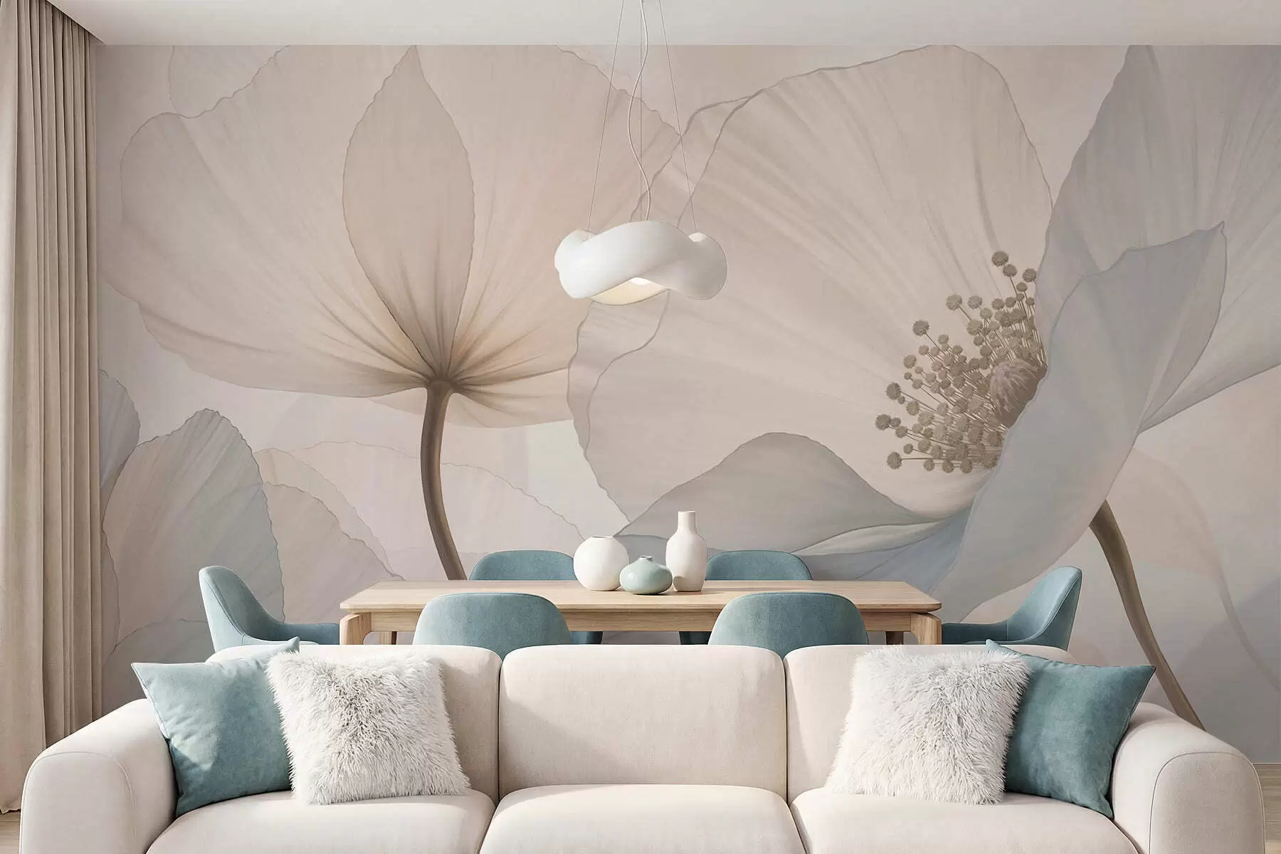 wall murals Меко велико цвеће у светлим пастелним тоновима w05692