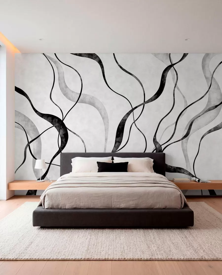 wall murals Апстрактне текуће линије у монохроматским нијансама w05699
