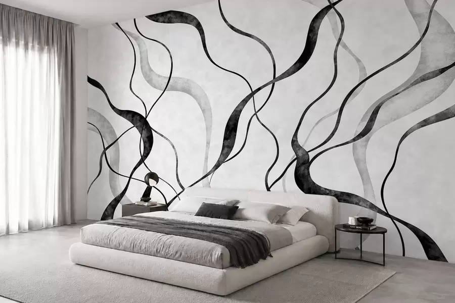 wall murals Апстрактне текуће линије у монохроматским нијансама w05699