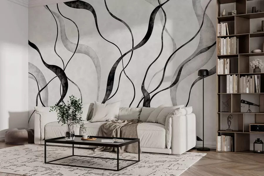 wall murals Апстрактне текуће линије у монохроматским нијансама w05699