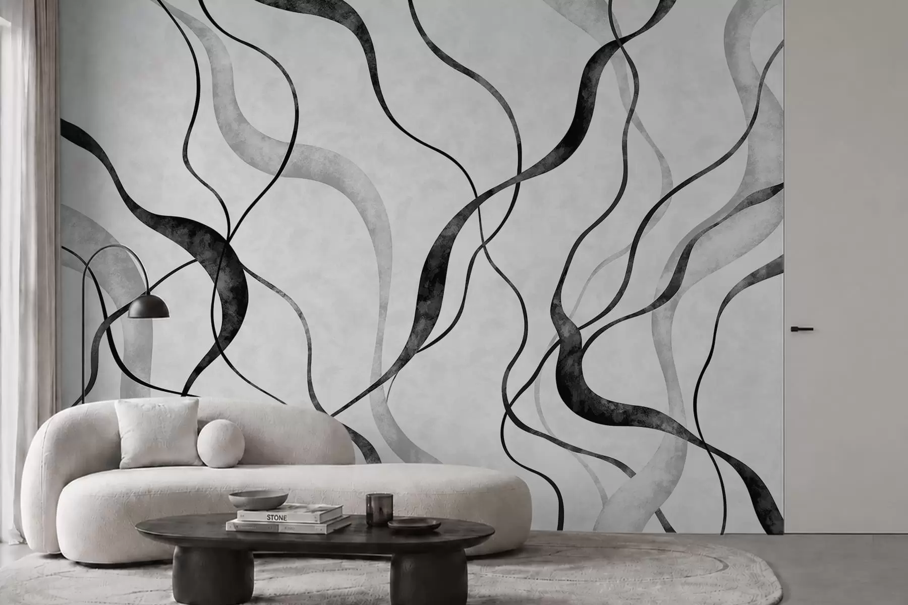 wall murals Апстрактне текуће линије у монохроматским нијансама w05699