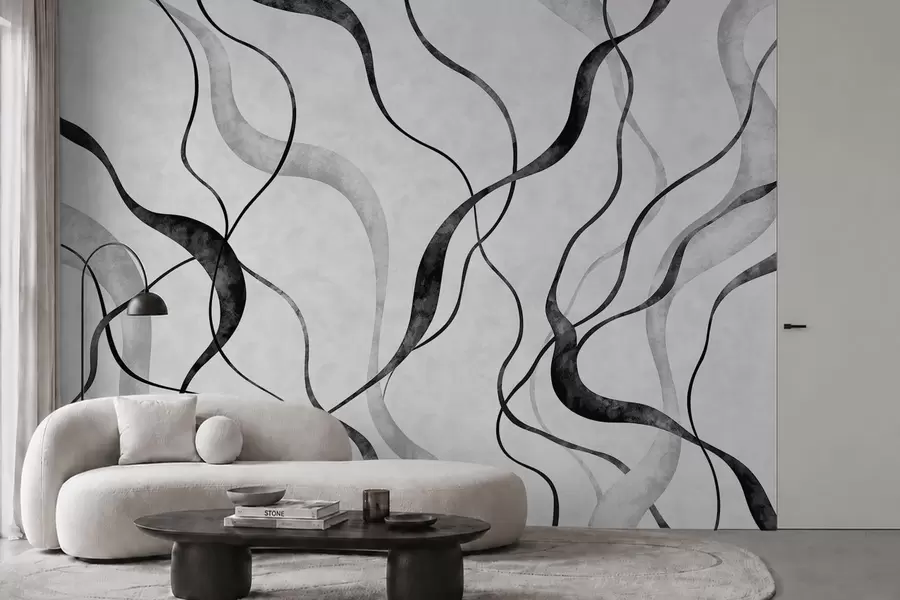 wall murals Апстрактне текуће линије у монохроматским нијансама w05699