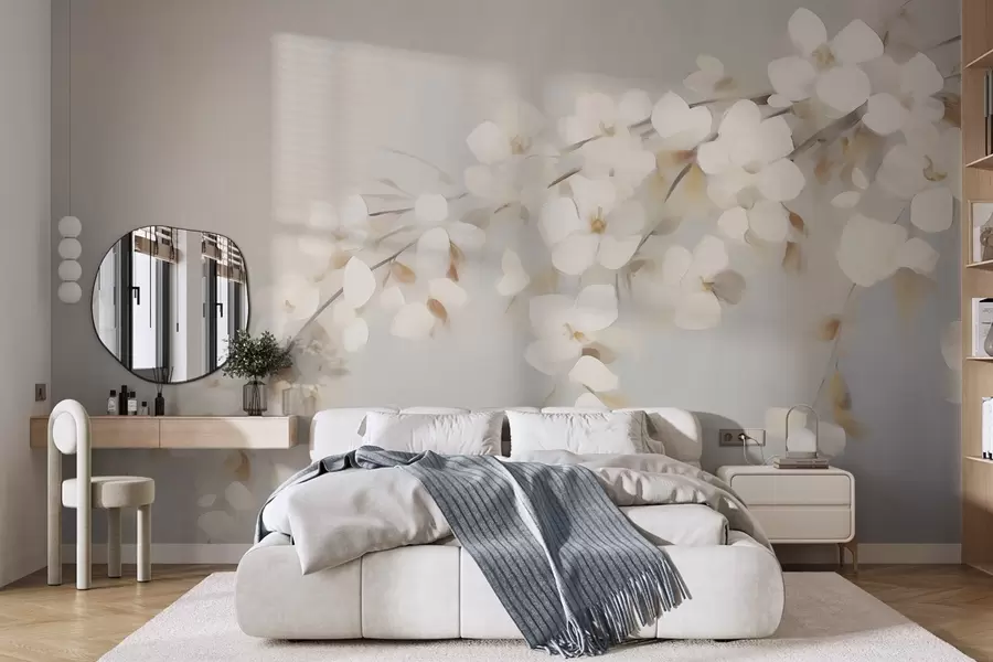 wall murals Апстрактна грана са цвећем имитација сликарства w05665