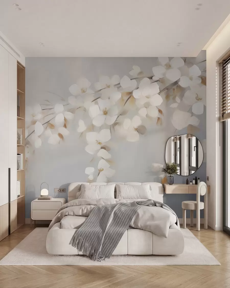 wall murals Апстрактна грана са цвећем имитација сликарства w05665
