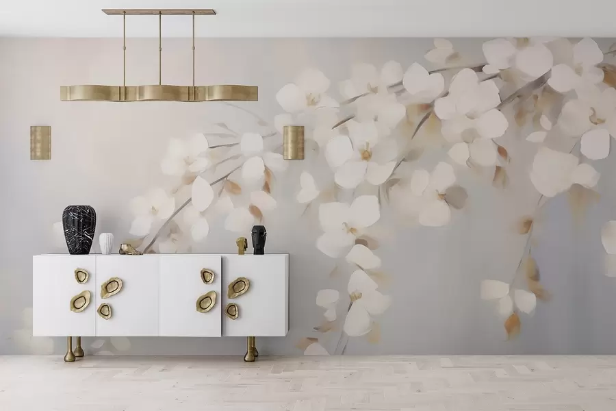 wall murals Апстрактна грана са цвећем имитација сликарства w05665