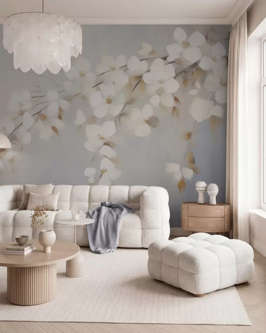 wall murals Апстрактна грана са цвећем имитација сликарства w05665