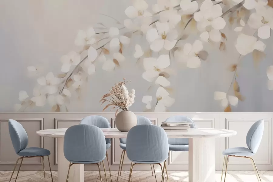 wall murals Апстрактна грана са цвећем имитација сликарства w05665