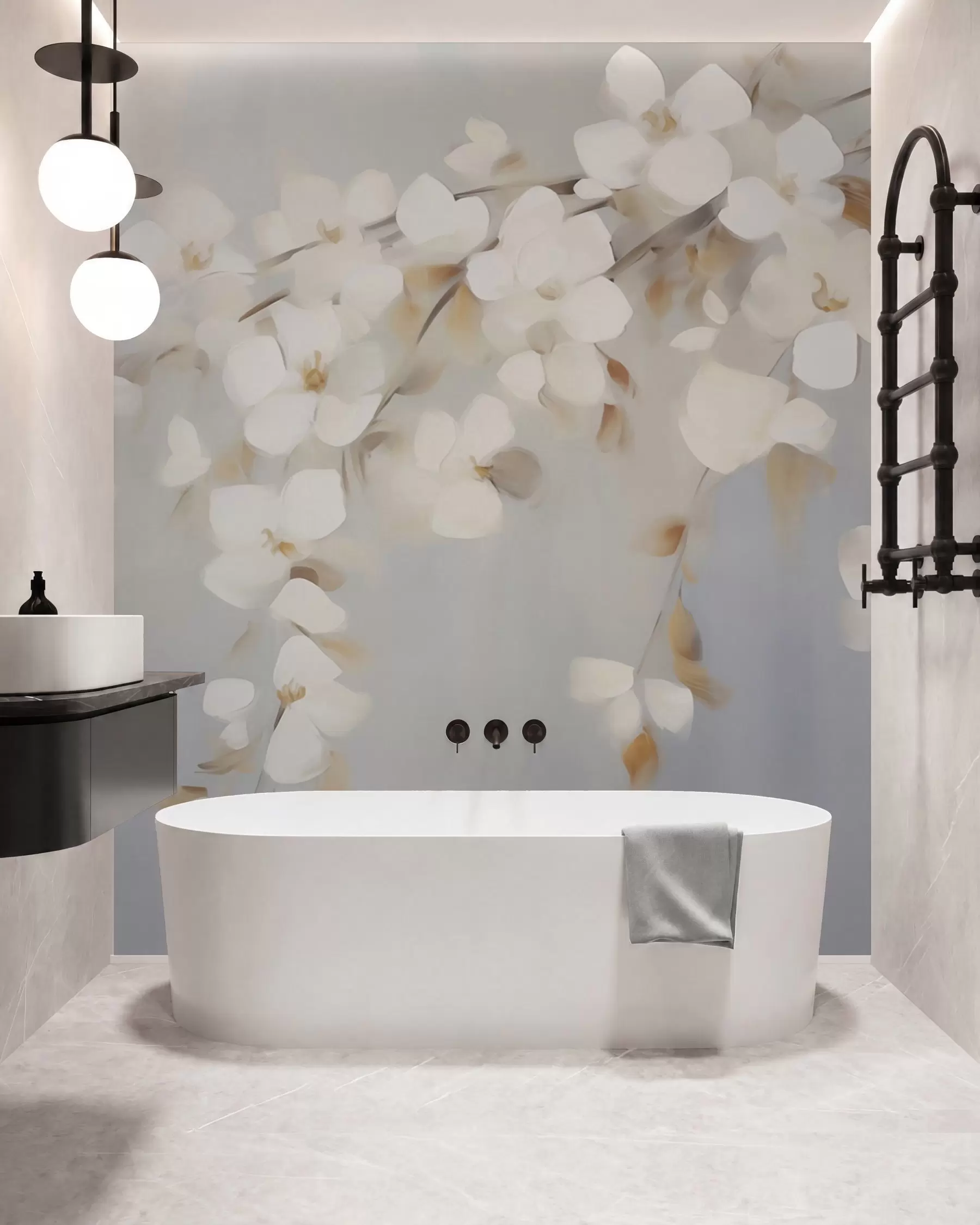 wall murals Апстрактна грана са цвећем имитација сликарства w05665