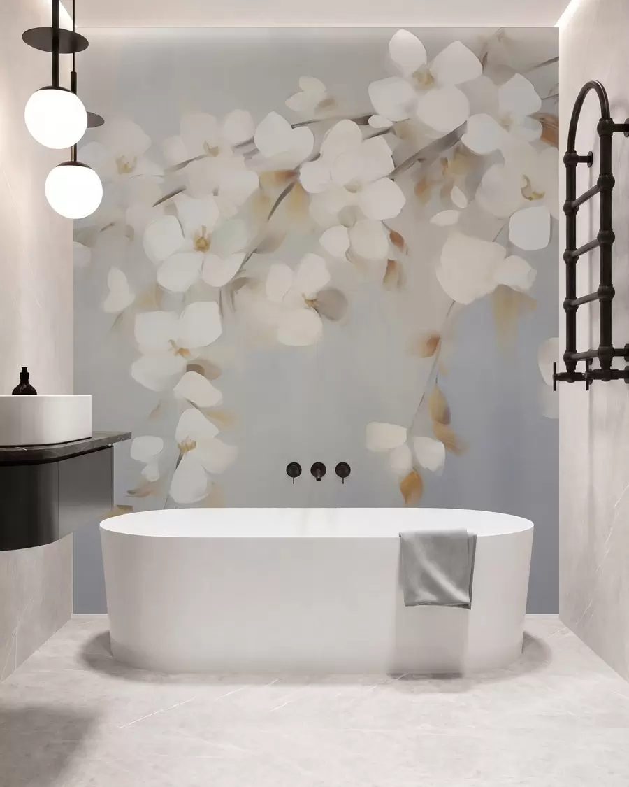 wall murals Апстрактна грана са цвећем имитација сликарства w05665