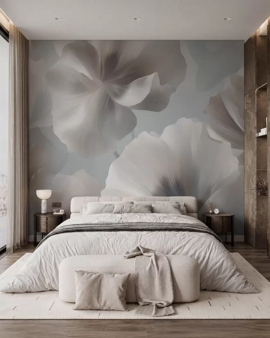 wall murals Волуметријске свилене латице цвећа у меким пастелним тоновима w09928