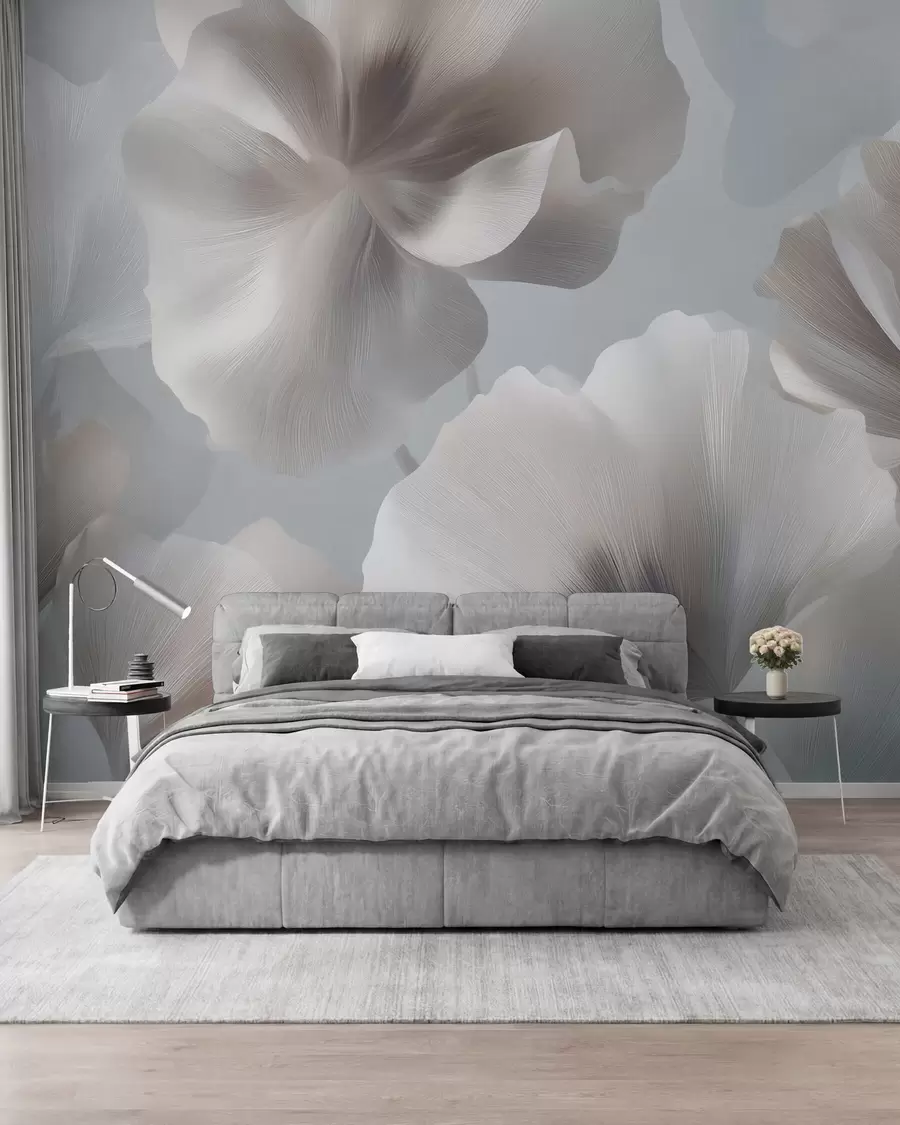 wall murals Волуметријске свилене латице цвећа у меким пастелним тоновима w09928