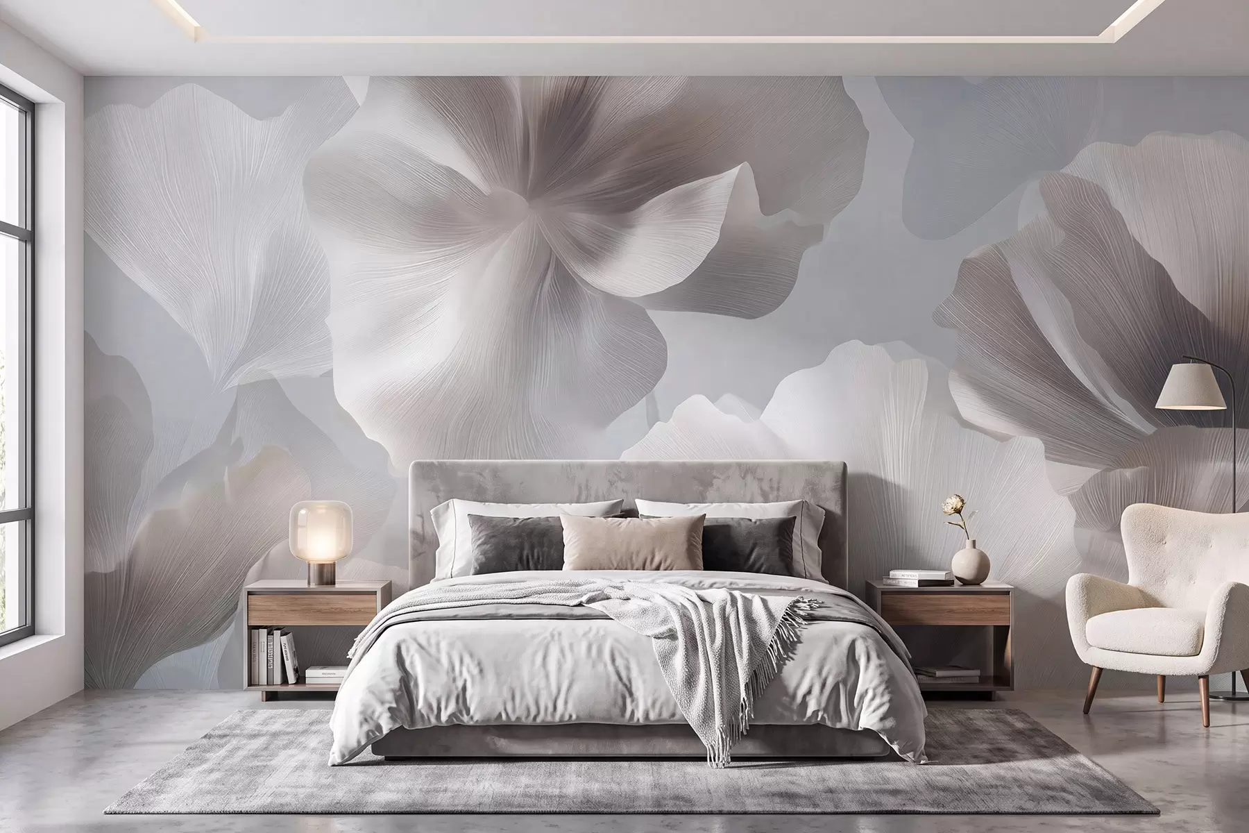 wall murals Волуметријске свилене латице цвећа у меким пастелним тоновима w09928