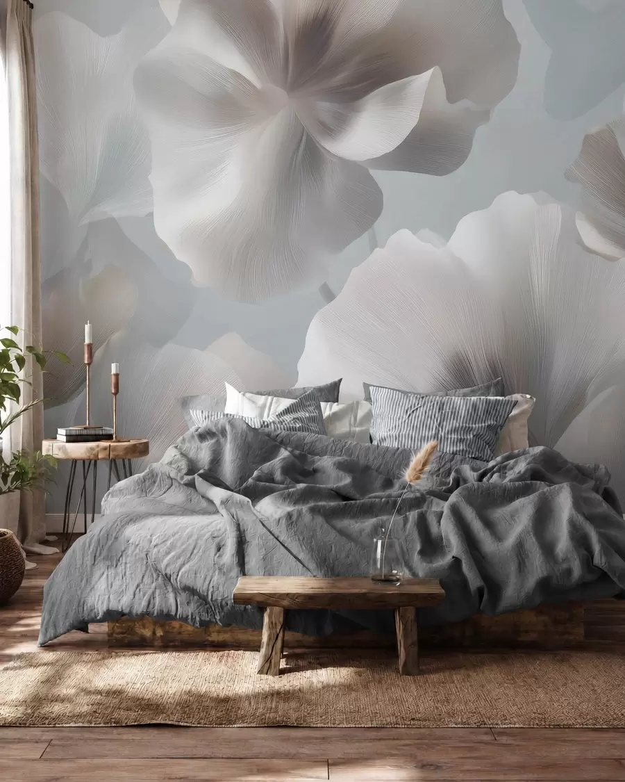 wall murals Волуметријске свилене латице цвећа у меким пастелним тоновима w09928