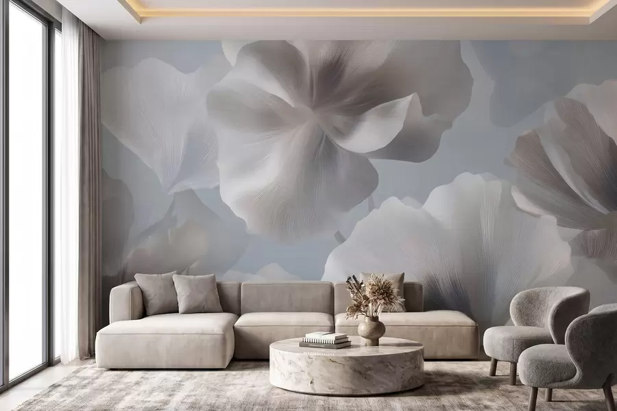 wall murals Волуметријске свилене латице цвећа у меким пастелним тоновима w09928