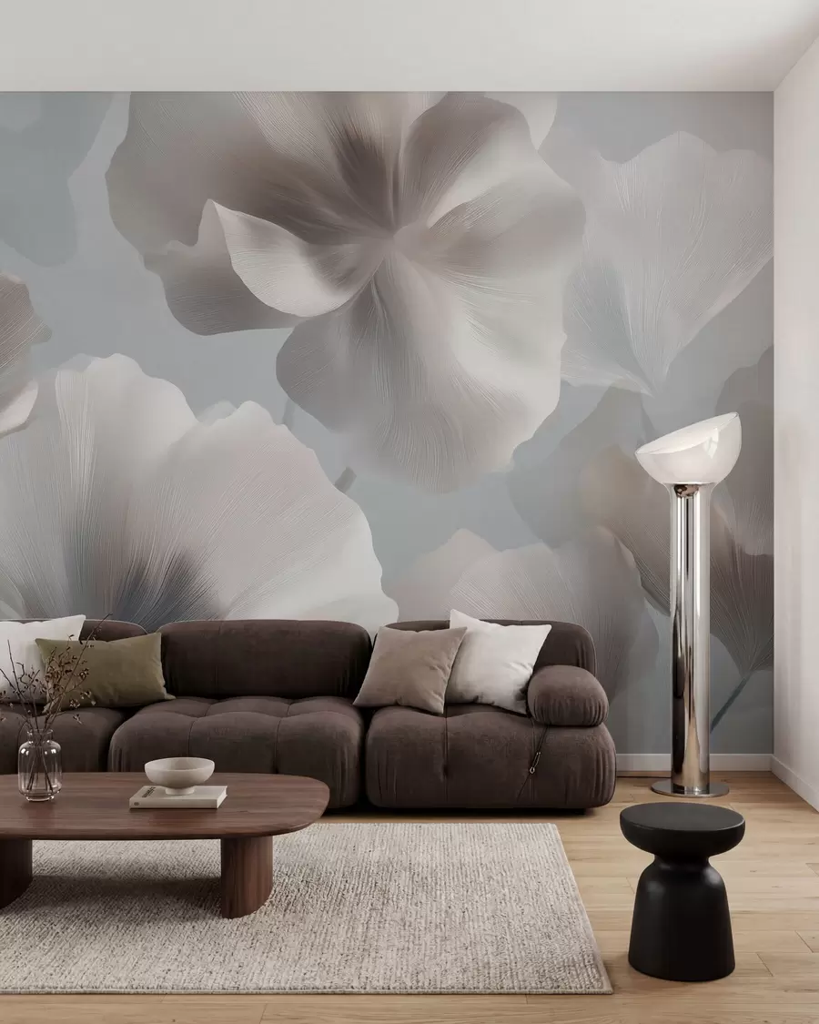 wall murals Волуметријске свилене латице цвећа у меким пастелним тоновима w09928