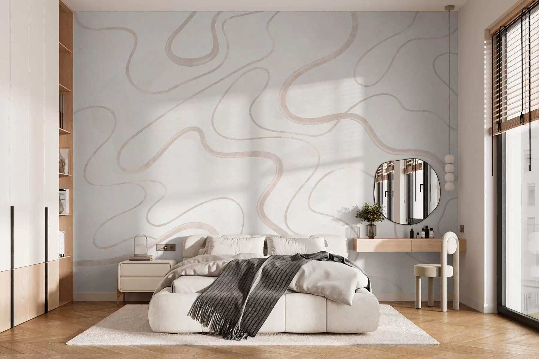 wall murals Апстрактне текуће линије на светлој позадини w05726