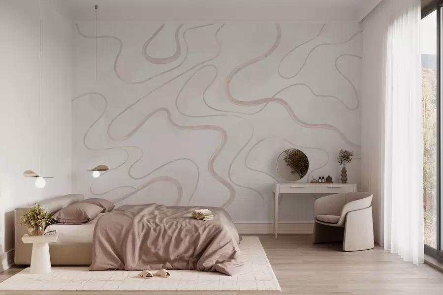 wall murals Апстрактне текуће линије на светлој позадини w05726