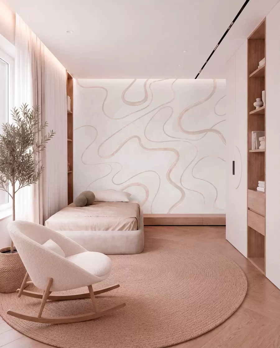 wall murals Апстрактне текуће линије на светлој позадини w05726
