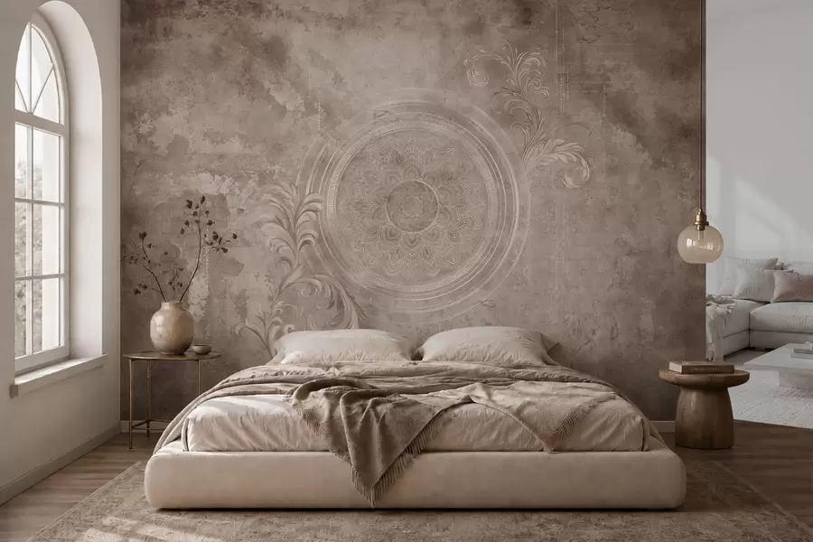 wall murals Украсни кружни узорак на текстурираној позадини w05727