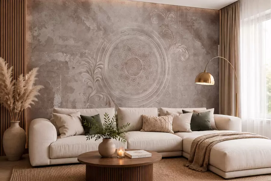 wall murals Украсни кружни узорак на текстурираној позадини w05727