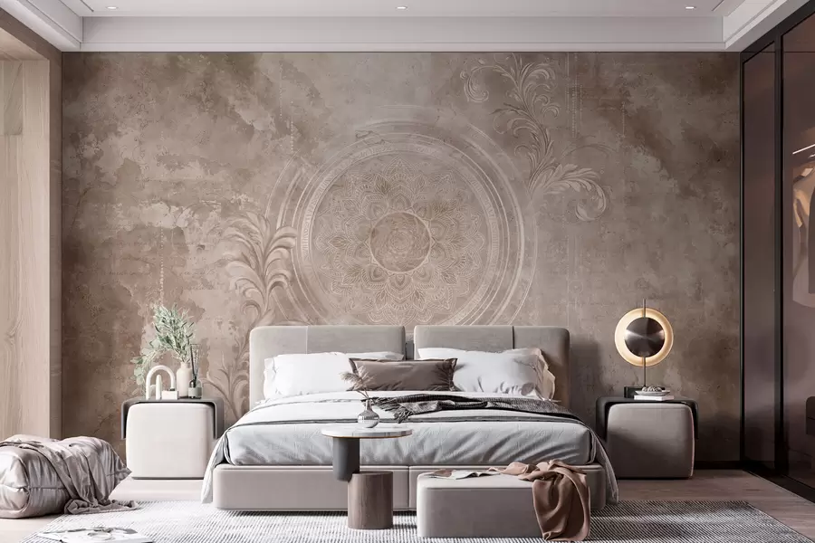 wall murals Украсни кружни узорак на текстурираној позадини w05727