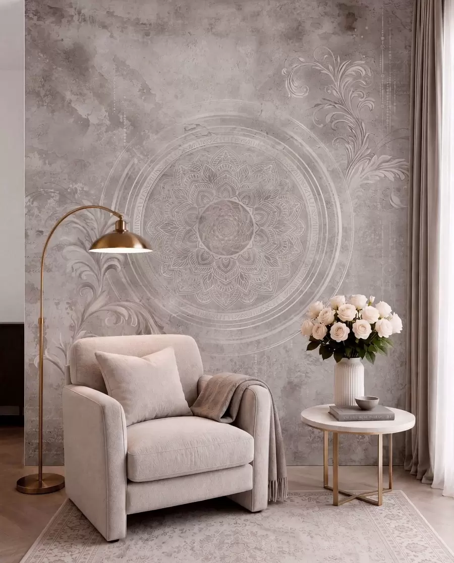wall murals Украсни кружни узорак на текстурираној позадини w05727