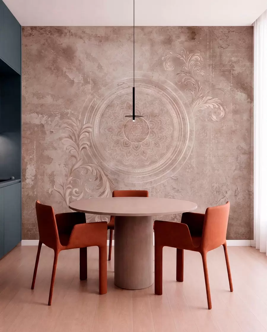 wall murals Украсни кружни узорак на текстурираној позадини w05727