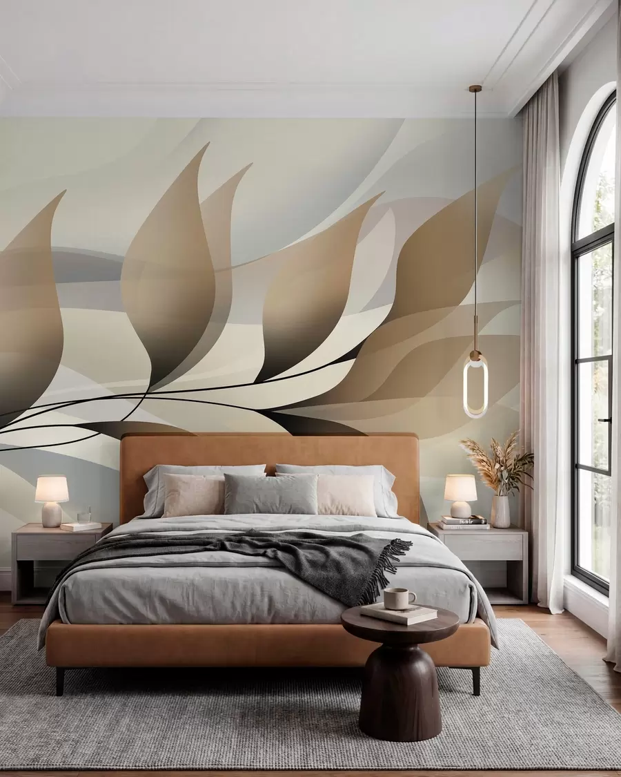 wall murals елегантна грана са беж листовима w05660