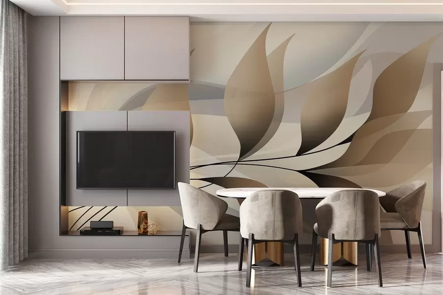 wall murals елегантна грана са беж листовима w05660
