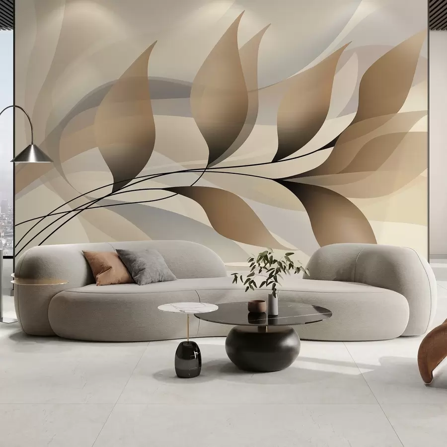 wall murals елегантна грана са беж листовима w05660