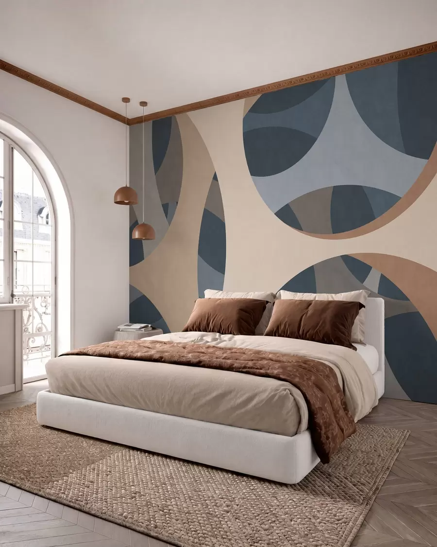 wall murals савремена текстурна апстракција у нијансама плаве и беж w05751