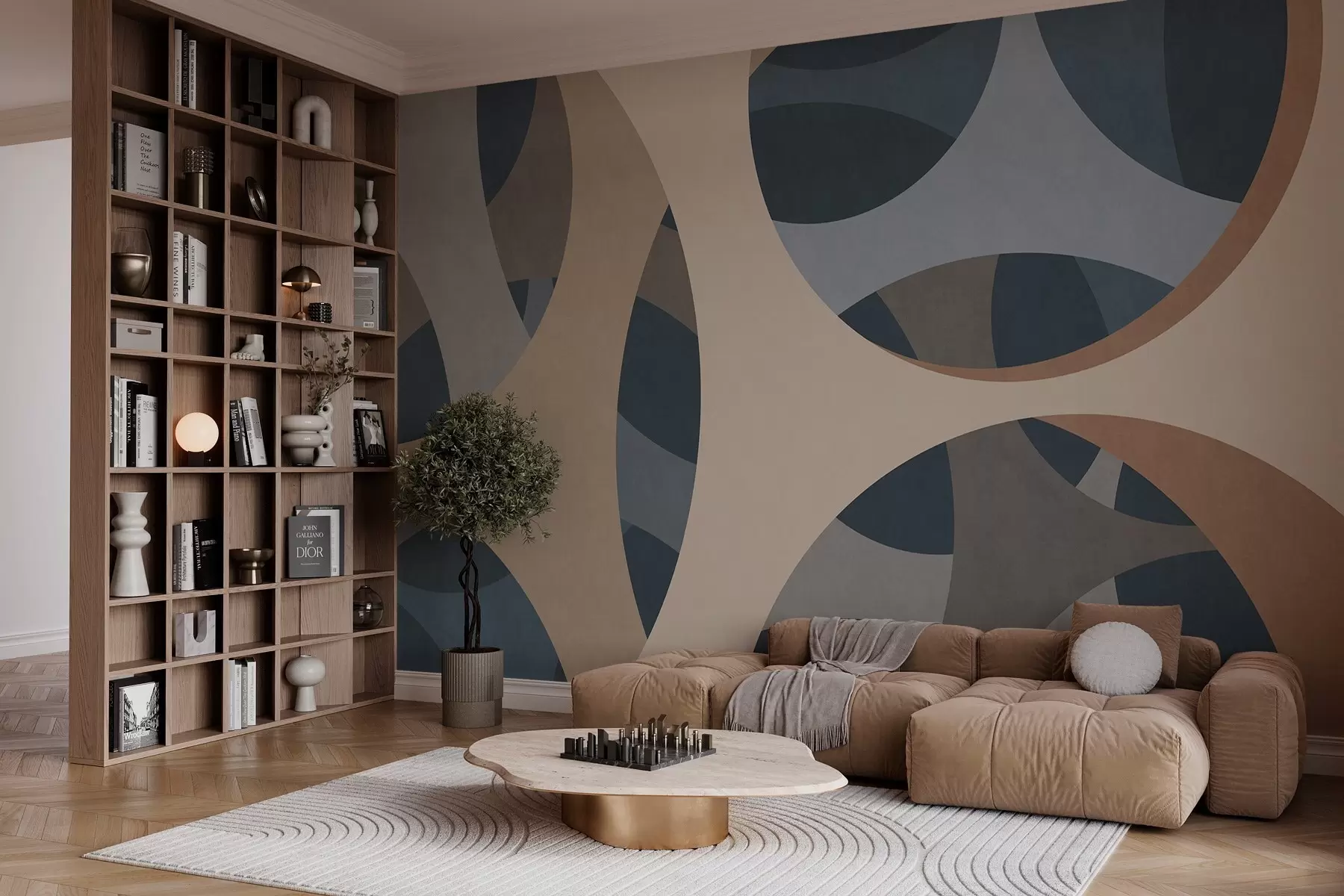 wall murals савремена текстурна апстракција у нијансама плаве и беж w05751