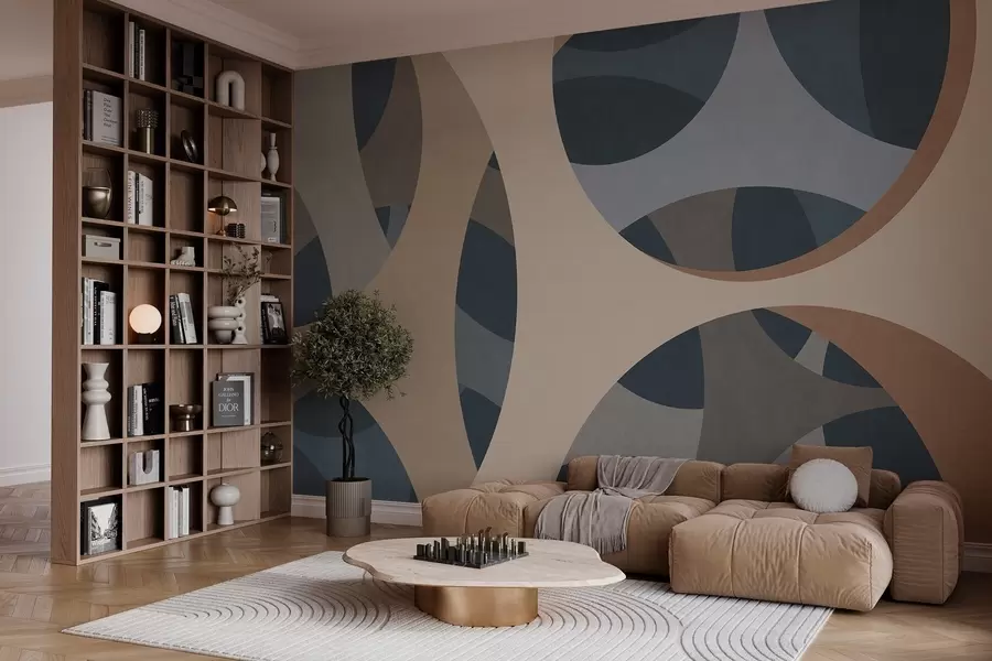 wall murals савремена текстурна апстракција у нијансама плаве и беж w05751