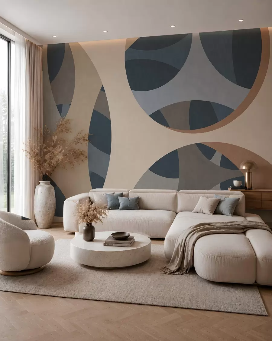 wall murals савремена текстурна апстракција у нијансама плаве и беж w05751